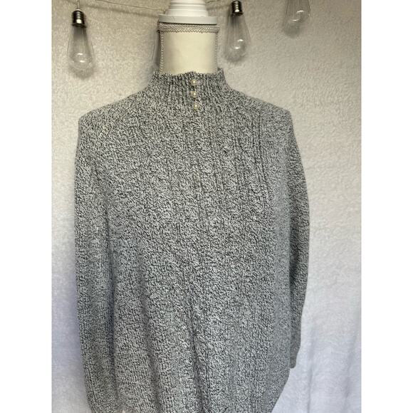 Rebecca Malone Turtle Neck Knitted Sweater Gray White Blend Acrylic Women's XL - Picture 2 of 9